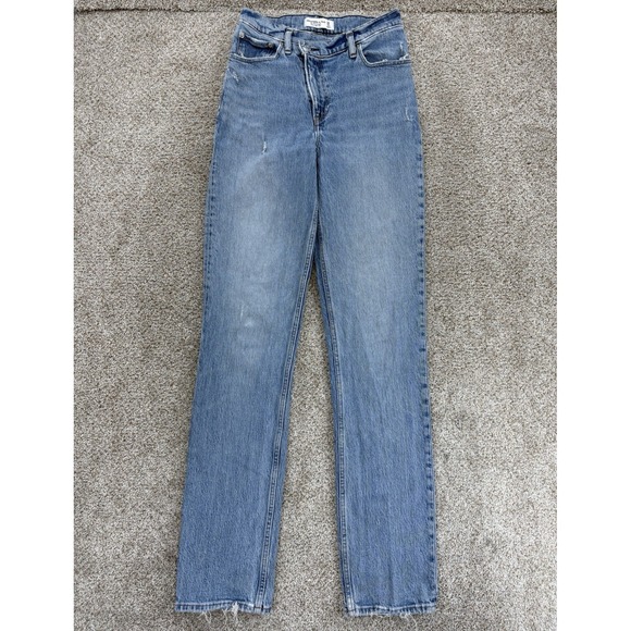 Abercrombie & Fitch Denim - Abercrombie & Fitch‎ 90s Straight Ultra High Rise Criss-Cross 25/0 XL Light Wash
